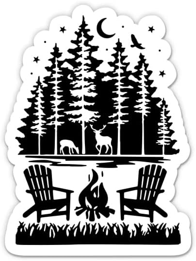 Kamp ateşi Orman Sticker-3 laptop etiketi - Su Geçirmez Vinil Araba, Telefon, Su Şişesi-Açık Macera Kabin Ahşap Çıkartması