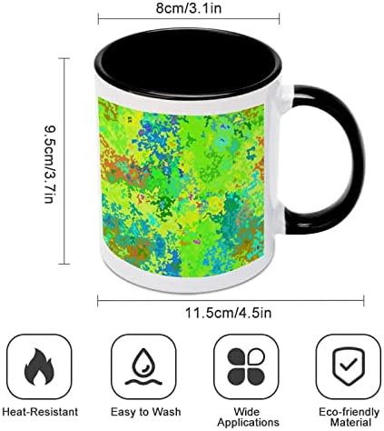 Soyut Renkli Kamuflaj Siyah İç Seramik Kahve Kupa Baskılı Desenler çay fincanları Saplı 330ml