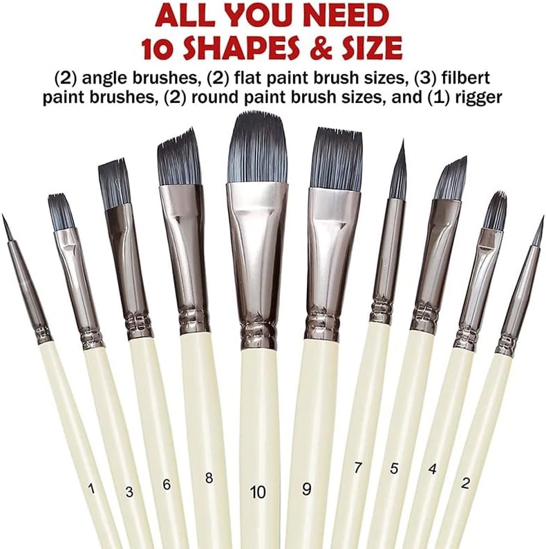 BHVXW 10 adet Sanatçı boya fırçası Seti Akrilik Yağ Suluboya Guaj Boya Sanat Yüz Vücut Profesyonel Minyatür Boyama Fırçaları