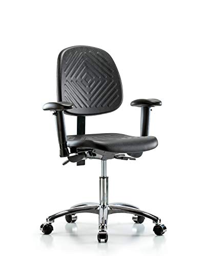 LabTech Oturma LT43636 Masa Yüksekliği Sandalye, Poliüretan, Orta Sırtlı Krom Taban-Kollar, Krom Tekerlekler