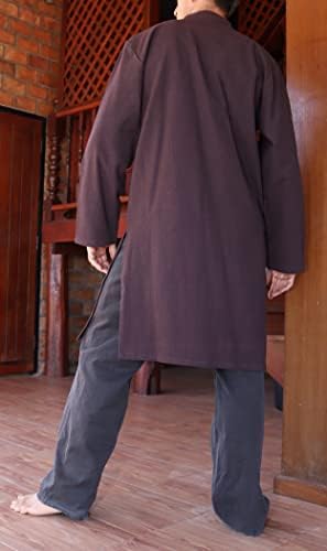Svenine Çin Yaka Diz Boyu Kung Fu Ceket veya Uzun Pamuk Mandalina Gömlek