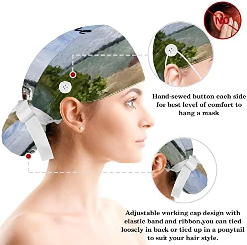 Çalışma Kap Düğmeleri ile Şapka içi bantı Ayarlanabilir Şapkalar Scrunchie Cerrahi Kapaklar Kadınlar için, Koyun