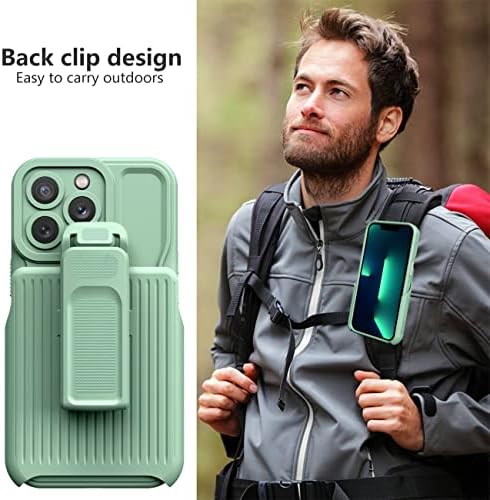 Cep Telefonu Flip Case Kapak iPhone 13 Pro Max ile Uyumlu Klipsli 6,7 inç Kılıf, Dahili 360°Döndürmeli Halka Standı Kılıf