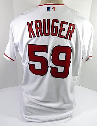 2020 Los Angeles Melekleri Jack Kruger 59 Oyun Verilen Beyaz Forma 46 DP39493 - Oyun Kullanılan MLB Formaları