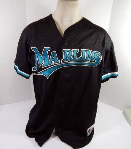 1999-02 Miami Marlins 81 Oyun Kullanılmış Siyah Forma Vuruş Uygulaması NP Rem 50 4-Oyun Kullanılmış MLB Formaları