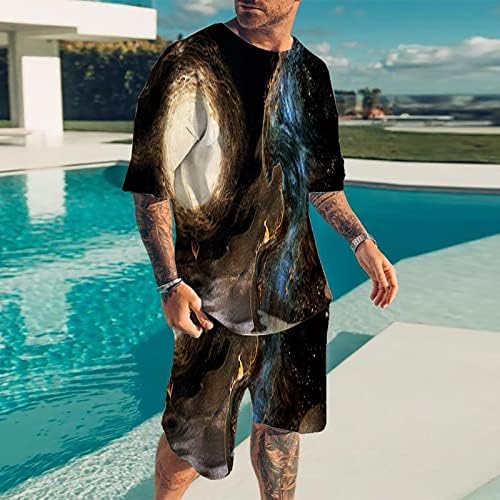 Bmısegm Erkek Takım Elbise düzenli fit uzun kollu erkek gömlek erkek Hızlı Kuru 3D Kısa Kollu Takım Elbise Şort Plaj Tropikal