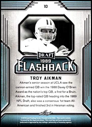 2019 Yaprak Taslak Flashback 10 Troy Aikman Dallas Kovboyları NFL Futbol Kartı NM-MT
