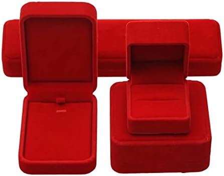 ZSEDP düğün takısı saklama kutusu Kırmızı Kadife Yüzük Küpe Kolye Kolye Bilezik Depolama Organizatör Hediye Kutusu