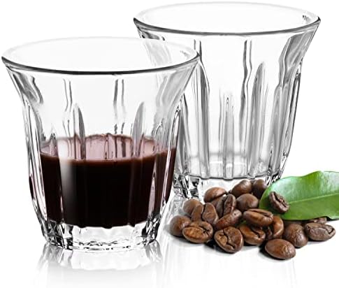 Aijohnny Espresso Bardakları Kahve/Süt için 2 Şeffaf Cam Bardak 3oz Set, Kahve Kupaları Yalıtımlı Shot Bardakları Mutfak/Ofis/Barda