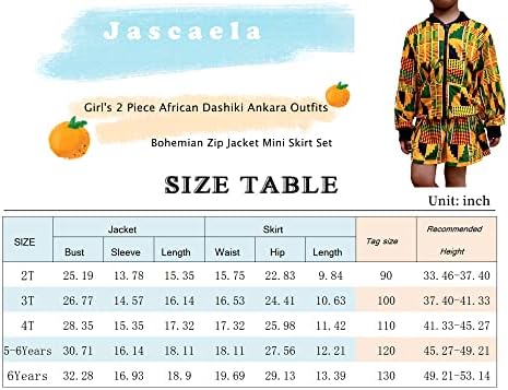 jascaela Kızlar 2 Parça Afrika Baskı Kıyafetler Bohemian Kız Ceket Ceket Etek Setleri Bahar Kış Giyim