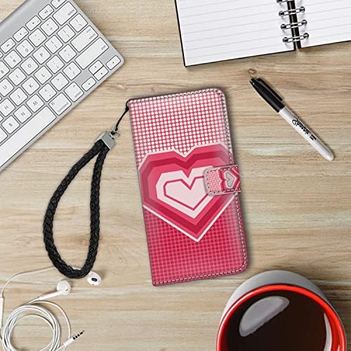 DAFEI Cüzdan samsung kılıfı Galaxy S7 Kenar Tasarımcı Kırmızı Kalpler Tünel Desen PU Deri Flip Folio KIMLIK ve Kredi Kartları