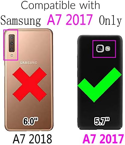 Uyumlu Samsung Galaxy A7 2017 Folio Kapak Cüzdan Kılıf, PU Deri Kredi Kartı Tutucu Yuvaları Ağır Tam Vücut Koruma Kickstand