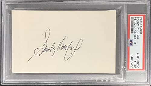 Sandy Koufax İmzalı Dizin Kartı Beyzbol Dodgers İmza HOF CY WSC PSA / DNA 2-MLB Kesim İmzaları