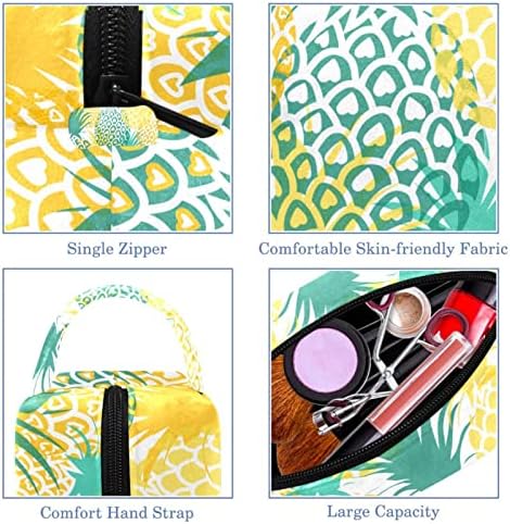 TBOUOBT Makyaj Çantası Seyahat kozmetik çantası Kılıfı Çanta fermuarlı çanta, Ananas Karikatür Tropikal Meyve