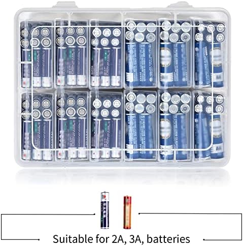 Pil Organizatör Tutucu Kılıf ile 12 Paket Küçük Piller saklama kutusu Konteynerler. 150 adet AA AAA piller için Pil Çeşitliliği