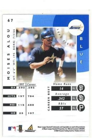 1998 Pinnacle Sertifikalı Ayna Mavisi 67 Moises Alou İflas Testi Sorunu Çaylak-İmzasız Beyzbol Kartları