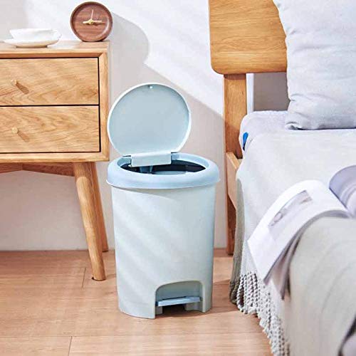 ALLMRO Küçük Çöp tenekesi çöp tenekesi, Step-On Kapaklı çöp tenekesi, Ev, Mutfak ve Banyo Çöpleri için, (Renk : Mavi)