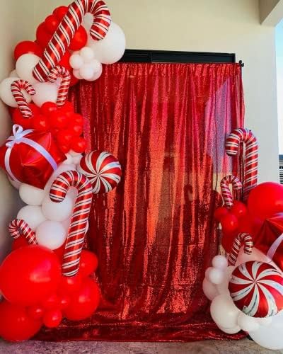 7ft x 7ft Kırmızı Pullu Zemin Glitter fotoğraf kabini Zemin Perde Doğum Günü Düğün Gelin Bebek Duş Parti Süslemeleri