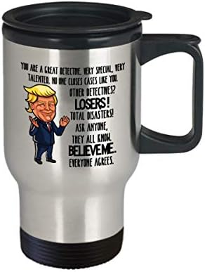 Dedektif Trump Seyahat Kupa Koca Emeklilik Onun için Hediye Komik Polis Dedektif çay bardağı Gag Hediyeler Dedektifler için