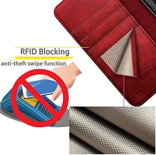 DuckSky Samsung Galaxy S20 Ultra Hakiki deri cüzdan kılıf 【RFID Blocking】 【4 Kredi kartı Holder】【Real Leather】 Flip Folio