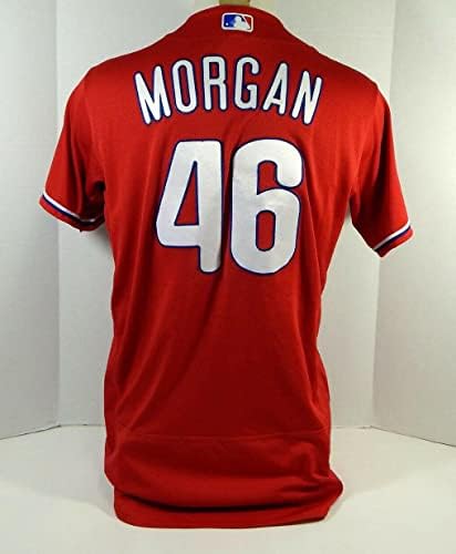 2019 Philadelphia Phillies Adam Morgan 46 Oyun Pos Kullanılmış Kırmızı Forma ST P - Oyun Kullanılmış MLB Formaları