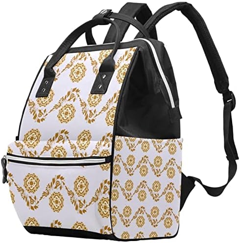 Altın Paisley Çiçek Desen bebek bezi çantası Sırt Çantası Bebek Bezi Değiştirme Çantaları Çok Fonksiyonlu Büyük Kapasiteli