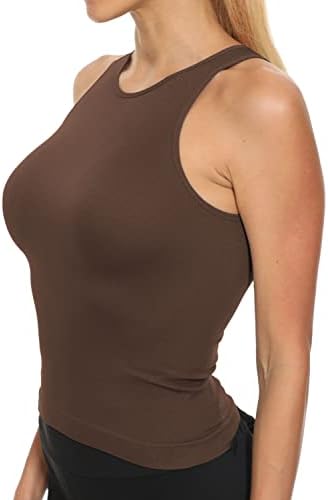Chilylori Nervürlü Kırpılmış Tankı Üstleri Kadınlar için 3 Paket spor kolsuz tişört Kadınlar için Dikişsiz Tankı Üstleri