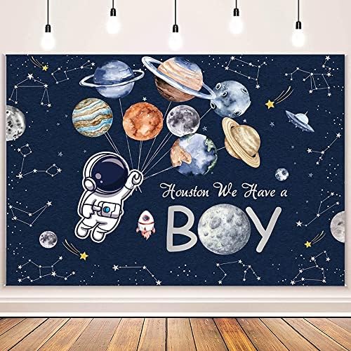 AIBIIN Biz Bir Çocuk Zemin Dış Uzay Temalı Bebek Duş Zemin Çocuklar için Dış Uzay Astronot Roket Yıldız Gezegen Galaxy Arka