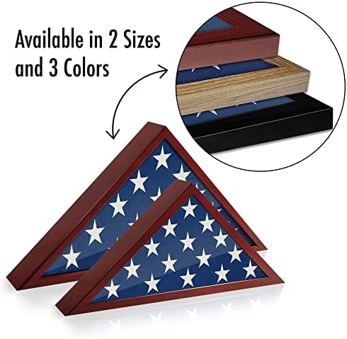 Americanflat Küçük Bayrak Kasası Çerçevesi-Maun Tarzı Sarılmış MDF Ahşap-Küçük 3x5 Katlanmış Bayrak Vitrini olarak Kullanın-Asılı