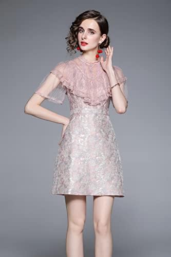 LAİ MENG BEŞ KEDİLER kadın Yuvarlak / V Boyun Çiçek Baskı Rahat Salıncak Mini Elbise