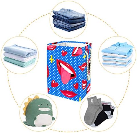 19.3 Bağlantısız çamaşır sepeti Kirli Giysiler Sepet Katlanabilir Ev Kreş Üniversite Daire Ofis Komik Ağız Dudaklar Desen