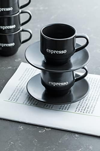 Espresso bardakları Tabaklar ve Bardak Tutucu, 4 Ons Kahve kap seti Cappuccino Latte Cafe Mocha ve Çay Kahve, 6 Set, Eve