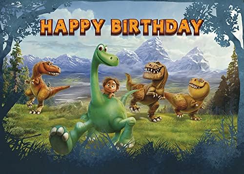 Karikatür İyi Dinozor Fotoğraf Backdrop 5x3ft Vahşi Orman Dünya Dinozor Fotoğraf Arka Plan Çocuklar için Mutlu Doğum Günü