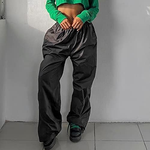 WOCACHİ 2022 Bayan Baggy Kargo pantolon Streetwear Hip Hop Joggers Sweatpants İpli Rahat Gevşek Geniş Bacak Pantolon