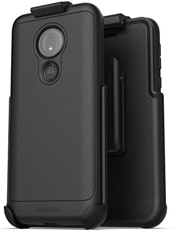 Kaplı Moto G7 Güç Kemer Klipsi Kılıfı (İnce Zırh) Motorola G7 Power için Kılıflı İnce Tutma Kapağı-Siyah