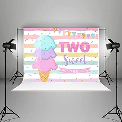 Lofaris Dondurma Fotoğraf Stüdyosu Arka Plan İki Tatlı Prenses Kız Doğum Günü İşte Kepçe Parti Afiş Renkli Çizgili Polka