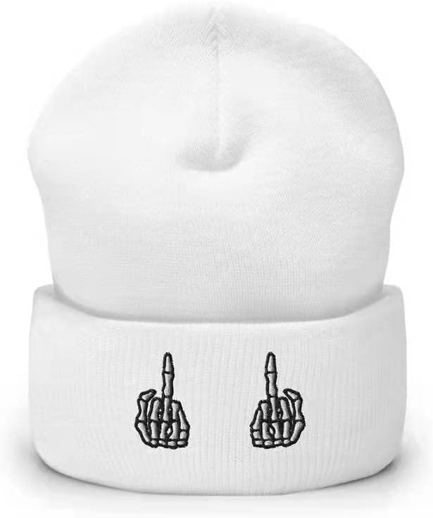 DıanYu Söyleyerek F * * k Kapalı Orta Parmak Kış İşlemeli Bere Kış Yumuşak Bere Örgü Şapka Kap