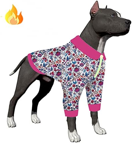 Yavru Büyük Köpekler için LovinPet PJS, Yükseltilmiş Hafif Pazen Köpek Sıcak Giyim, Cilt Dostu Kumaş Fantezi Çiçekler Baskılar