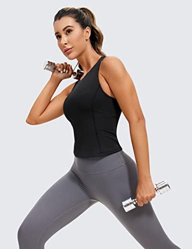 CRZ YOGA Bayan Ulti-Kuru Yüksek Boyun Egzersiz Tankı Üstleri-Racerback Yastıklı Yoga Atletik Slim Fit Kaşkorse Sutyen
