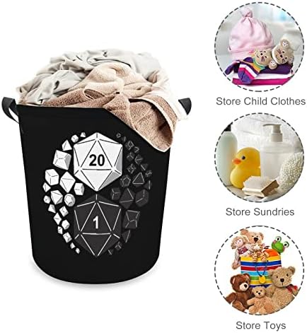 D20 Zar Yin Yang çamaşır sepetleri Kolları ile Su Geçirmez Yuvarlak Katlanabilir Giysi Sepetleri saklama çantası Organizatör