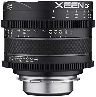 Rokinon Xeen CF 16mm T2. 6 Pro Sinema Geniş Açı Lens ile Karbon Fiber Yapı ve Aydınlık İşaretler Arrı PL Dağı, siyah, Orta