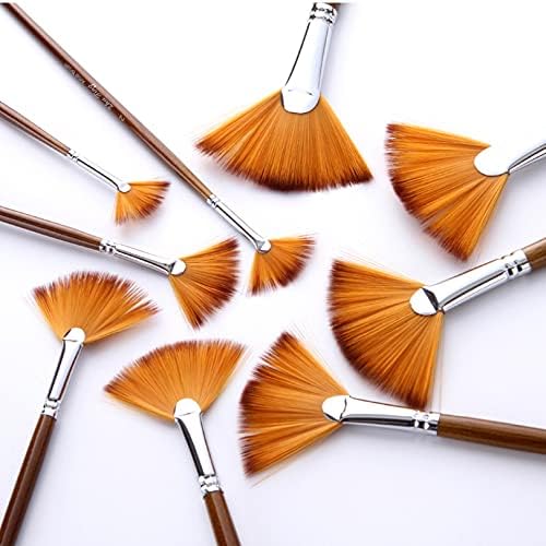 Sanatçı Fan boya fırçası Seti 9 adet Naylon ahşap saç Uzun Saplı Fırça Seti Akrilik Suluboya Yağ