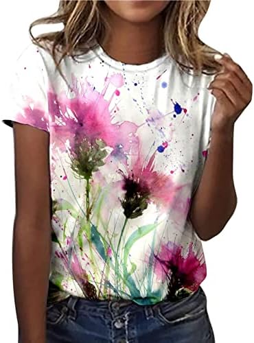 Yaz Sonbahar pamuklu bluz Genç Kız Giyim Kısa Kollu Ekip Boyun Grafik Üst Tshirt Kadınlar için 53 53