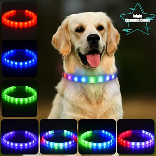 Çok Renkli Özellikli Honiha Işıklı Köpek Tasmaları, Şarj Edilebilir, Su Geçirmez LED Köpek Tasması, Gece Güvenliği için Renkli