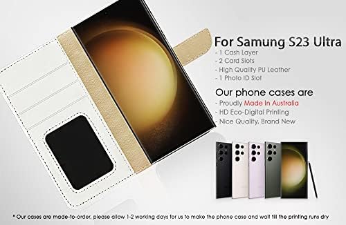 samsung S23 Ultra, Samsung Galaxy S23 Ultra, Tasarlanmış cüzdan kılıf telefon kılıfı Kapak, A24055 Kahverengi At
