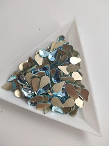 100 ADET Göl Mavi Tırnak Rhinestones Maç için Çekinmeyin Düz Kristal Düzensiz Elmas Manikür Nail Art Dekorasyon uğurlu takı