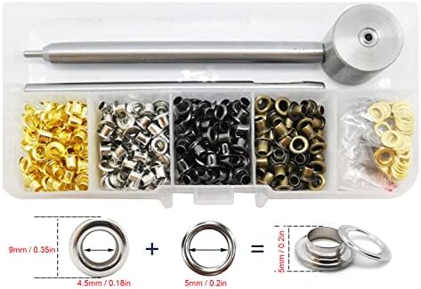 Oumefar Metal Grommets, Grommet Aracı Kiti Güçlü Yapı DIY 4.5 mm Kaplama Bakır Metal Süslemeleri Giyim Modifikasyonu DIY