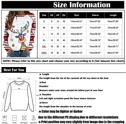 Kravat Boya Tişörtü Kadınlar için Noel Baskı Tekne Boyun Gömlek Sıcak Rahat Sevimli Güz Kadınlar için Tops