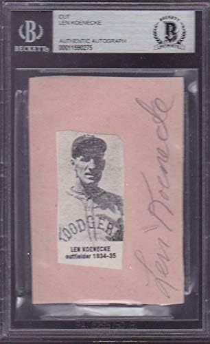 Len Koenecke (ö.1935) Brooklyn Dodgers Dış Saha Oyuncusu Cut İmzalı BAS-MLB Cut İmzalarını İmzaladı