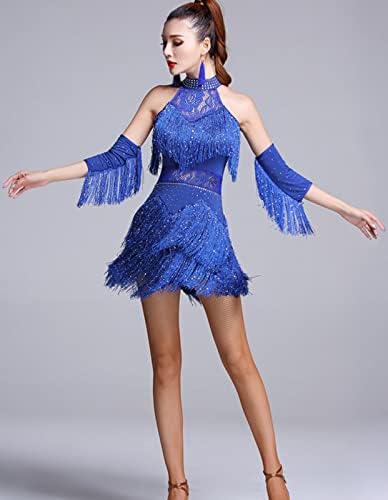 ELLYDOOR Bayan Latin Dans Elbise Payetli Saçak Balo Salonu Dans Parti Elbise Cadılar Bayramı Kostüm